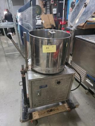 Lakshmi Tilting Commercial Wet Grinder, stainless steel, used condition, model label and control panel visible.