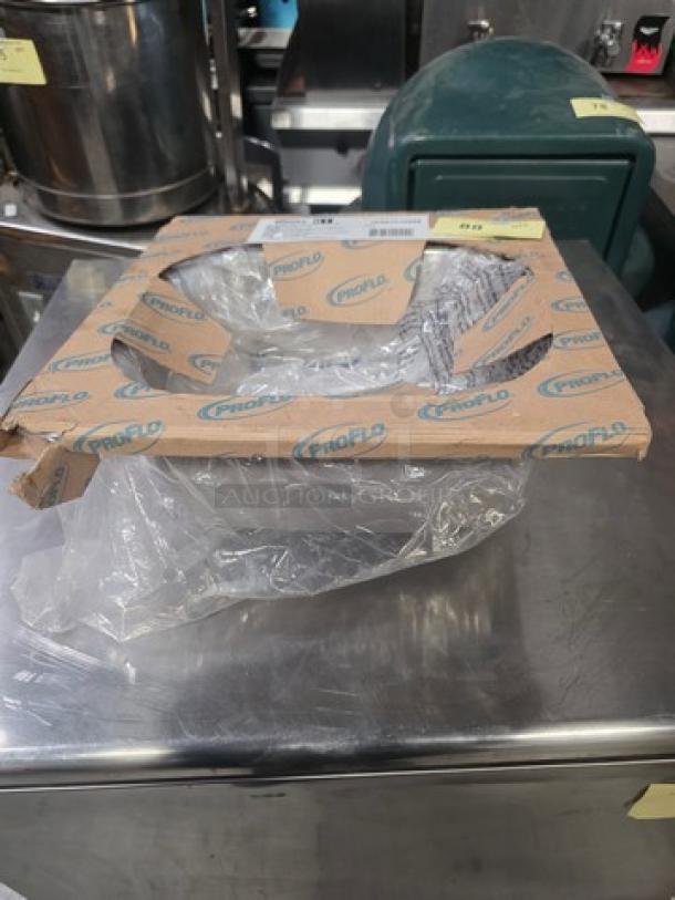 Proflo PFSR151562A self-rimming stainless steel single bowl bar sink in original packaging; new condition.