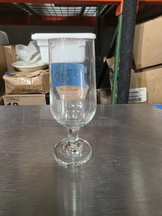 Libbey 3727 Embassy 10oz beer glass on table, pristine condition. One of 24 glasses from 2 boxes.