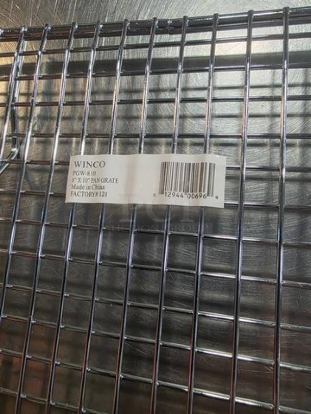 Lot of 2 Winco pan grates, model PGW-810, 5"x10", stainless steel, new condition, tag indicates "Made in China."