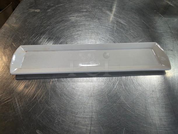 Lot of 40 Fortessa Fortaluxe rectangle platters, white, sleek design, durable material, in good condition, ideal for serving.