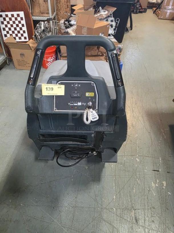 Advance BU800 20B Walk-Behind Battery Floor Burnisher, used condition, control panel visible, with key and labeled tag "139."