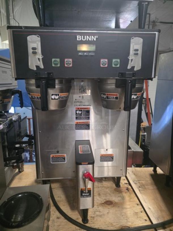 Bunn Digital Brew Dual TFC Coffee Maker, Model 34600.0039, with control panel, dual brewing stations, and visible labels.