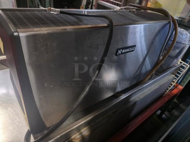 Rancilio CLASSE 7E 3GR automatic espresso machine, stainless steel, 220-240V, visible Rancilio logo, used condition.