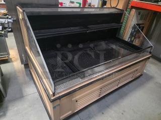 Killion Commercial Refrigerated Display Case, model PFW-74-46-48-MOBILE-V-N, 208/230V, PH1, 15AMP, 60HZ, glass panels, used condition.