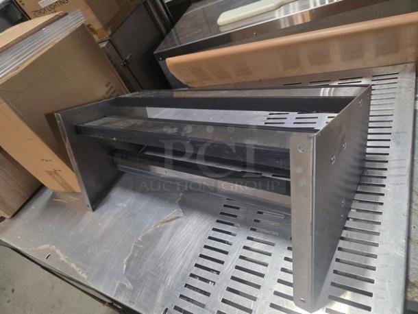 Stainless Steel Double Speed Rail, two-tier design, brushed finish, excellent condition, ideal for bar storage.