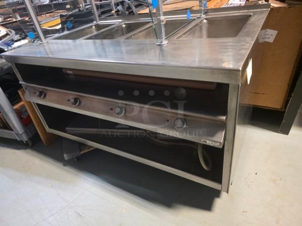 La Rosa L-81160 electric hot food serving counter in stainless steel. Includes four controls. Sneeze guard not included.