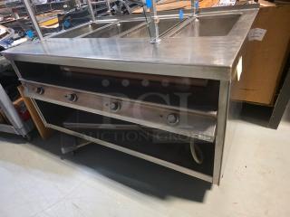 La Rosa L-81160 electric hot food serving counter in stainless steel. Includes four controls. Sneeze guard not included.