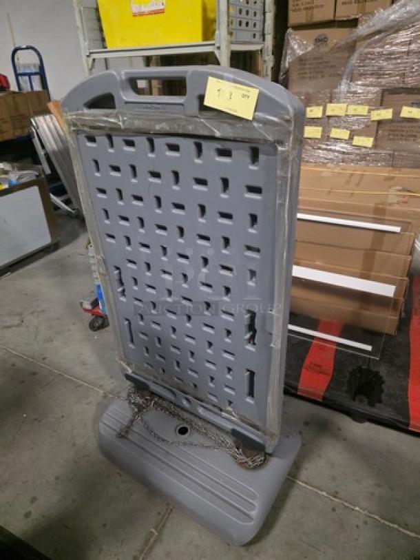 Plasticade Wind Sign II Quick-Change Frame, gray, durable plastic, quick-change feature, good condition, ideal for signage display.