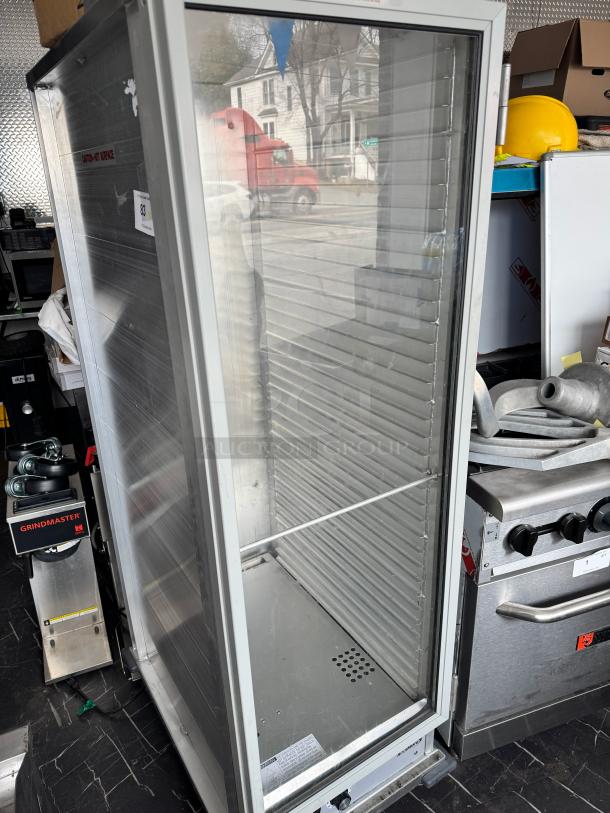 KOOLMORE KM-CH36-SNGL full-size insulated heater cabinet, glass door, excellent condition, for commercial use.