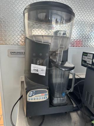Vita Mix VM0126 commercial blender, tested and working, features keypad controls, clear container, minor wear, auction tag visible.