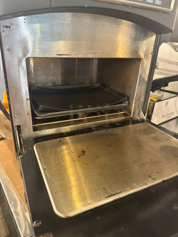 TurboChef Sota NGO high-speed countertop oven, 208/240V, stainless interior, visible wear, includes trays.