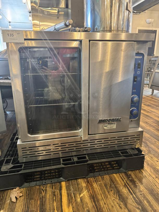 Imperial Commercial Single Deck NG convection oven with legs; stainless steel, glass door, good condition, digital controls.