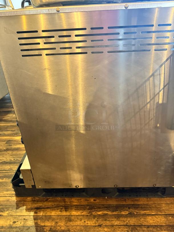 Imperial Commercial Single Deck Convection Oven with legs, stainless steel, natural gas, vented side panel, good condition.