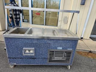 DUKE HB4-1H/3C drop-in hot/cold food well unit, 115V, four-section, stainless steel, used condition.