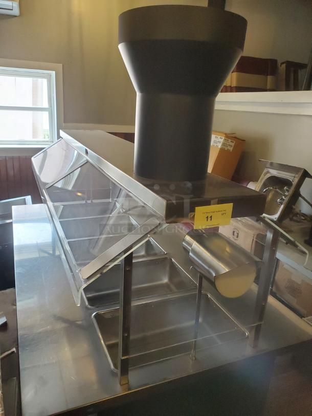 Colorpoint 5 Bay steam table with sneeze guard, model K5E5-CPA-EB, stainless steel, 120/208V, with paper towel holder.