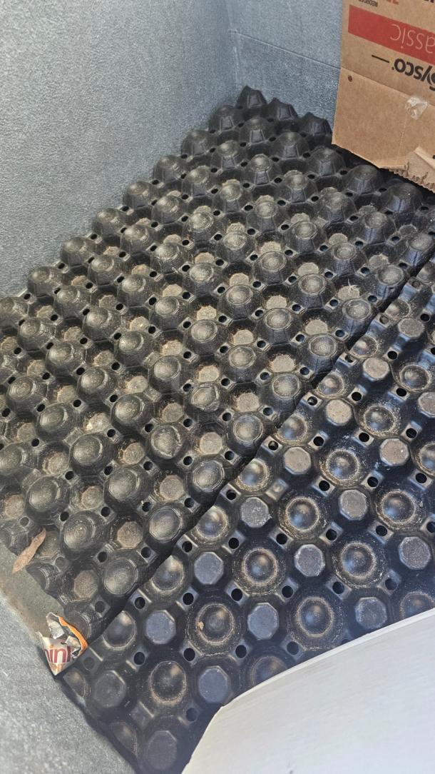 Commercial outdoor ice merchandiser interior, tested and working, featuring black textured base for stability.