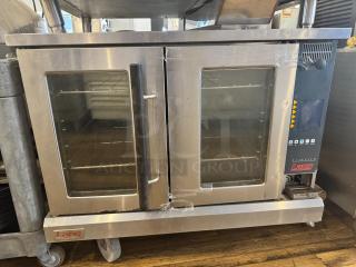 LANG Platinum Gas Full Size Single Deck Convection Oven; stainless steel, glass doors, control panel; used condition.