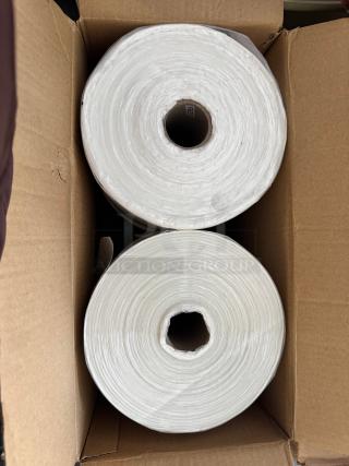 Alt text: Box of two rolls of GENERIC 15x20 produce bags, part of a set of 8 rolls, new condition.