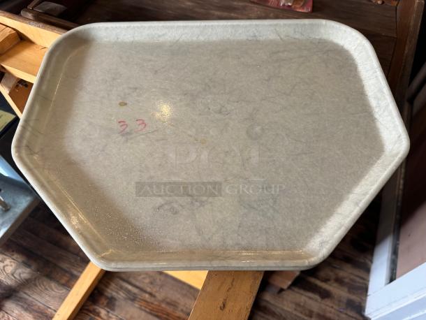 Hexagonal plastic tray BIDX35 with marbled pattern; used condition with visible wear and markings, including number "33."