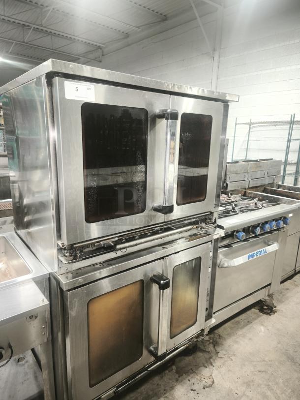 Southbend PCE15S/SI Platinum Double Convection Oven, stainless steel, 7.5kW, pre-owned, visible wear, 240v/3ph, industrial setting.