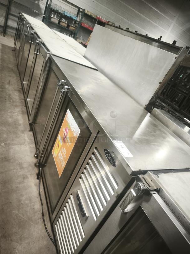 Krowne BS60R-KSS-LR back bar refrigeration, stainless steel, multiple doors, excellent condition, visible model label.