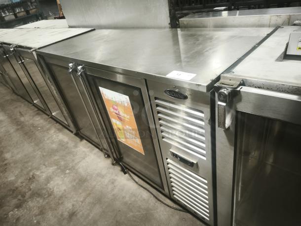 Krowne BS60R-KSS-LR back bar refrigeration, stainless steel, good condition, brand label visible, double-door design.