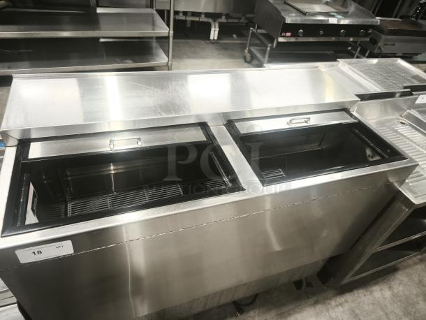 Glastender MF48-S2 glass chiller with 2 sections, 147 mug capacity, stainless steel, excellent condition, 120v.