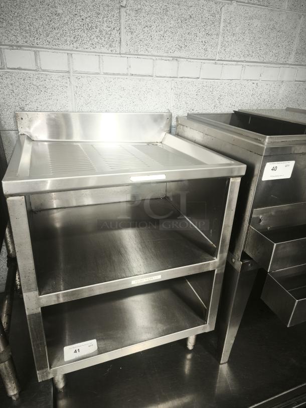 Advance Tabco CRD-2BM 24"x21" stainless steel underbar storage unit with drainboard top, excellent condition.