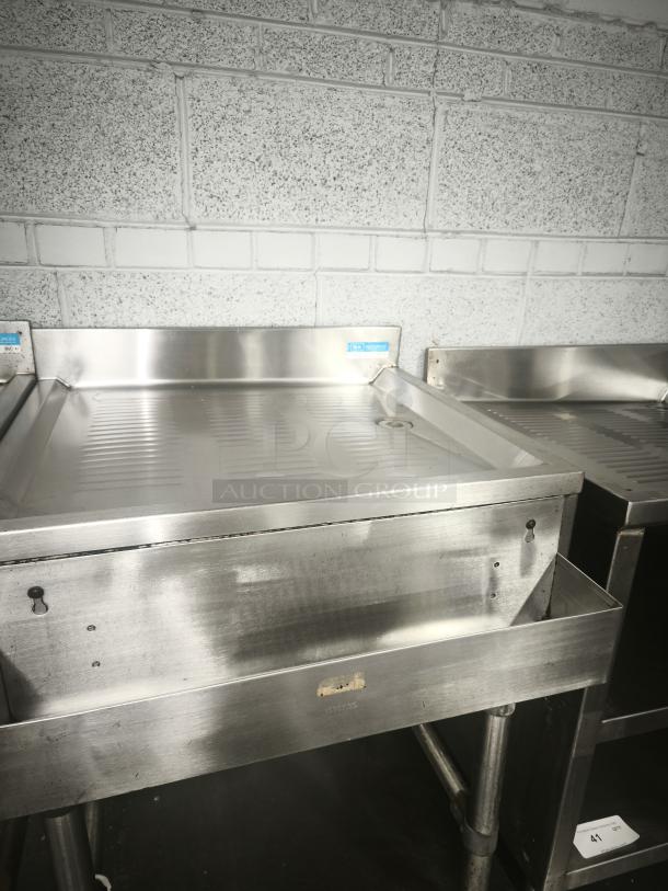 Krowne Bar Drain Board 21-GS24, stainless steel, good condition, visible model label, sturdy legs, ideal for bar setup.