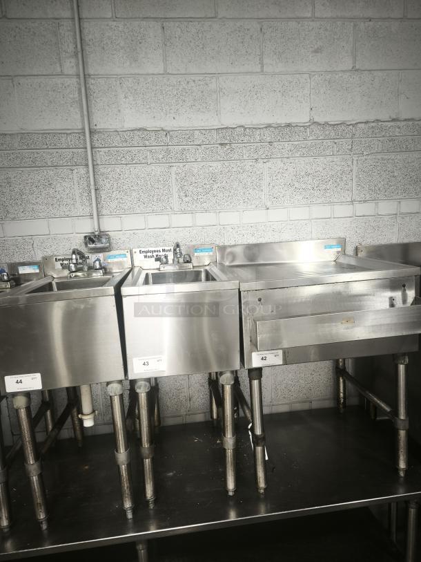 Krowne Bar Drain Board 21-GS24, stainless steel, sturdy legs, excellent condition, ideal for commercial use.