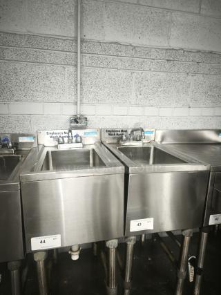 Krowne Bar Drain Board 21-GS24 in stainless steel, featuring washbasin and faucet. Good condition, suitable for commercial use.