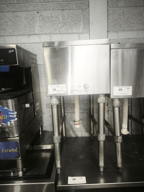 Krowne Bar Drain Board 21-GS24, stainless steel, sturdy legs, used condition, auction tag indicating item 50.