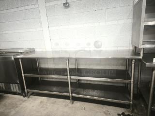 Glastender MF48-SF2 stainless steel work table, two shelves, good condition, commercial use.