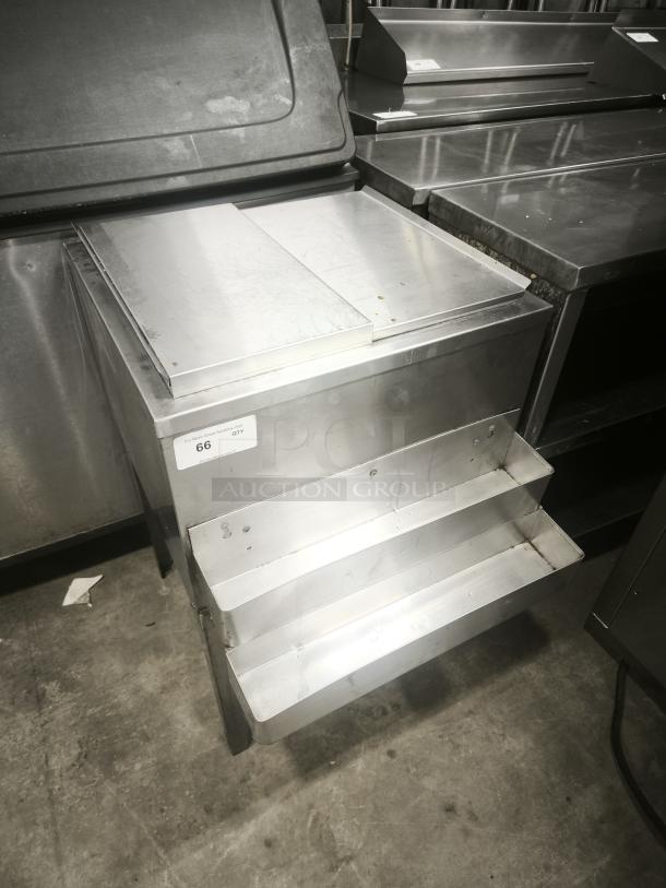 Underbar ice bin/cocktail unit with built-in 7-circuit cold plate. Stainless steel, good condition. Label marked "66."