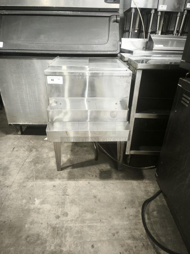 Underbar ice bin with built-in 7-circuit cold plate, stainless steel, good condition, ID tag number 66 visible.