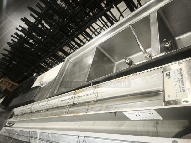 Hatco GRA-72 72" Glo-Ray Single Infrared Warmer, visible label, 208V, 1,275W, stainless steel, used condition.