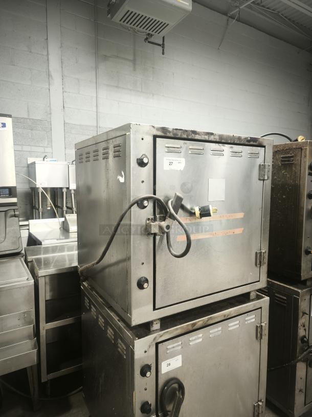 ROK RCI-P650E high-temperature lab stone oven, stainless steel, 450-degree capacity, used condition with visible cables and switches.
