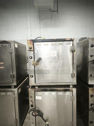 ROK RCI-P650E heavy-duty lab stone oven, high temperature 450°F, stainless steel, visible wear, ideal for lab or stone cooking.