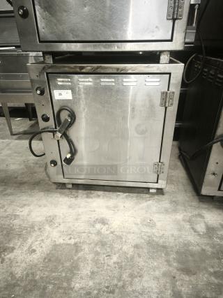 ROK RCI-P650E lab stone oven, stainless steel, high-temp 450°F, visible power cord, sturdy build, good condition.