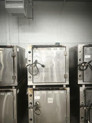 HEAVY DUTY 450°F lab stone oven, ROK, model RCI-P650E, stainless steel, used condition, visible power cords, numbered labels.