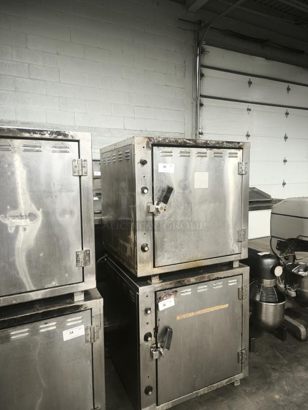 ROK RCI-P650E high temperature lab stone oven, used, stainless steel, 450-degree capacity, markings indicate model.