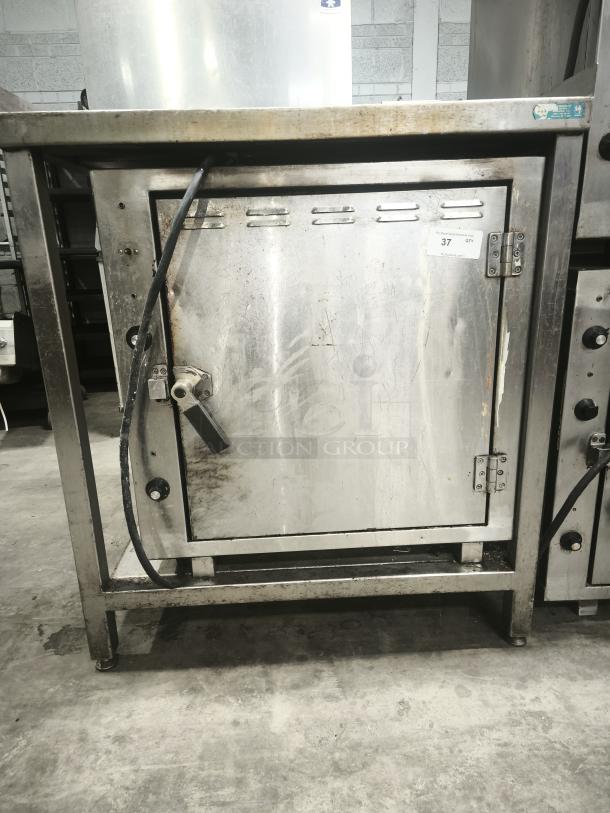 ROK RCI-P650E heavy-duty lab stone oven, high temperature 450°F, stainless steel, visible wear, service tag "37".