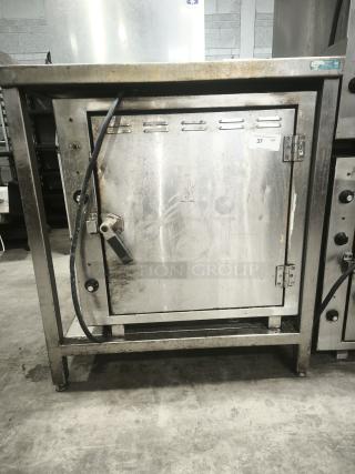 ROK RCI-P650E heavy-duty lab stone oven, high temperature 450°F, stainless steel, visible wear, service tag "37".
