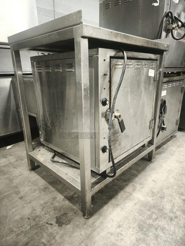 ROK RCI-P650E heavy-duty lab stone oven, high temperature 450°F, stainless steel, used condition, visible power cord.
