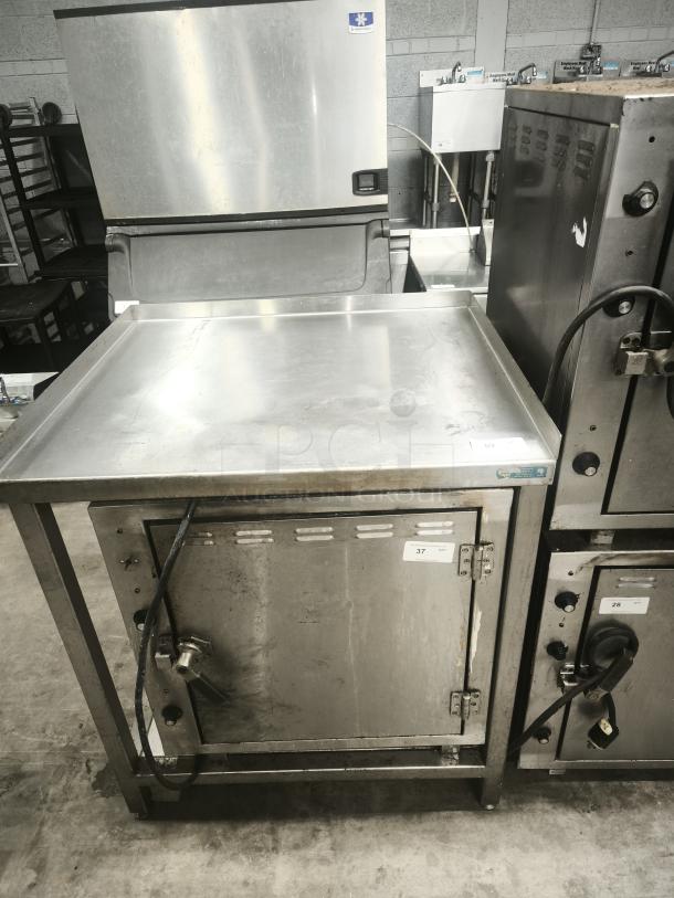 ROK RCI-P650E heavy-duty lab stone oven, stainless steel, high temperature, 450°F, used condition, visible cords.