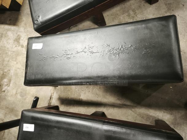 RACK Tuscany Storage Bench with leather upholstery, visible wear, high-density foam seating, item numbers 236 and 237.