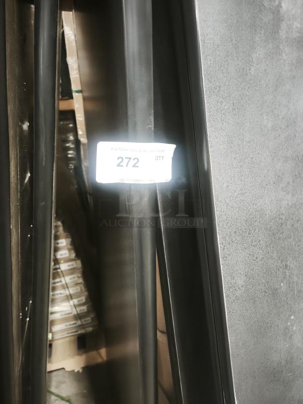 Rectangular tables for fixed booth seating, sleek surface. Label shows "272 QTY" for auction quantity.