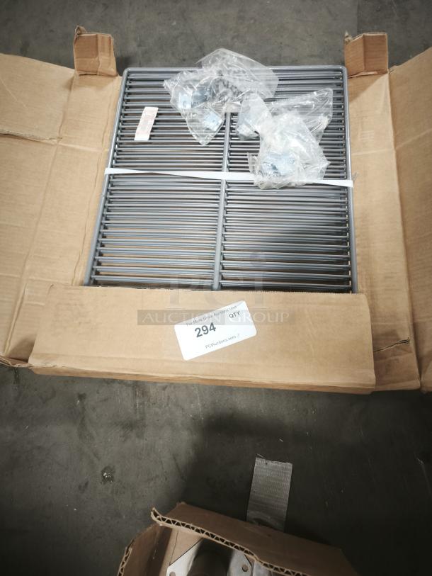 Brand new shelf and clips for back bar coolers in original packaging. Includes multiple metal shelves and accessory clips.