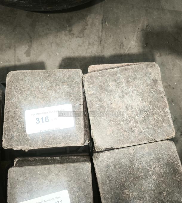 NSF certified volcanic granite slabs for cooking, lightly textured, labeled "316 QTY," suitable for direct food preparation.